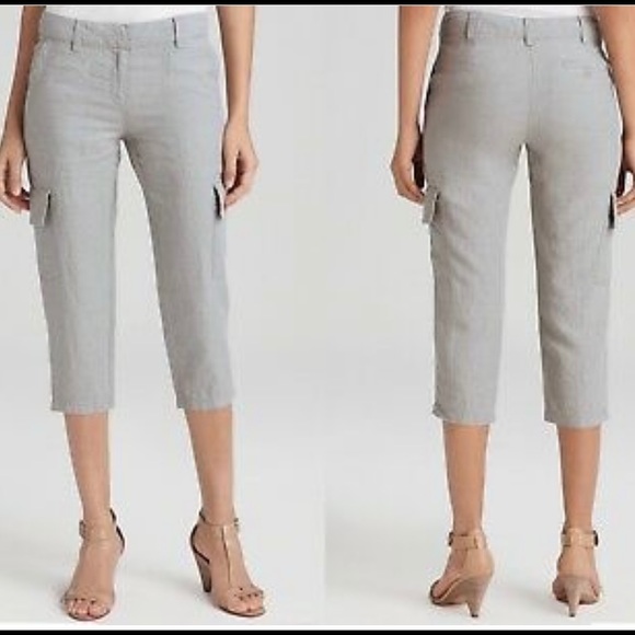 EILEEN FISHER S Organic Linen Crop Cargo Pants - Picture 1 of 6